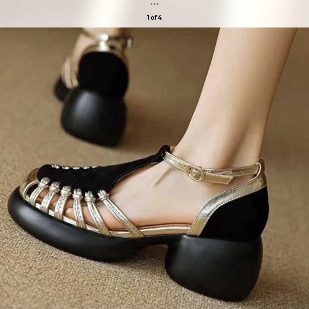 Elegant Black and Gold Women's Heels
